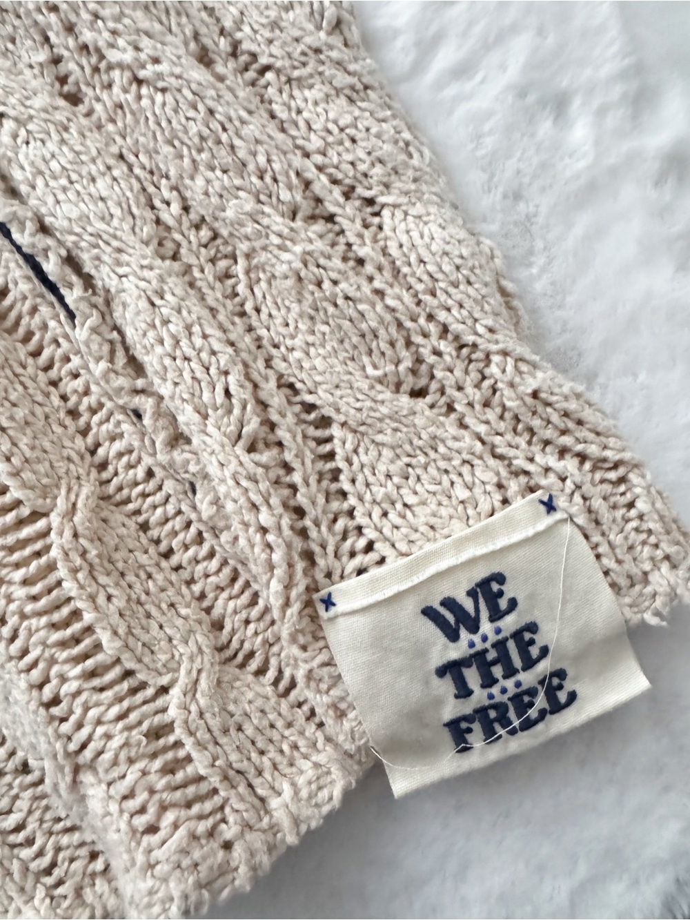 Free People We The Free Morgan Cable Pullover Sweater Cream - Picture 9 of 16